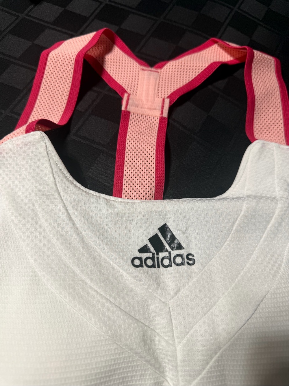 adidas Women's Tennis Y-Tank HEAT.RDY white with pink/coral accents M NWT